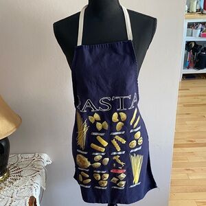 Pasta Print Apron in Navy with Yellow Accents